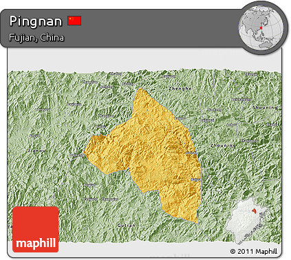 Savanna Style 3D Map of Pingnan
