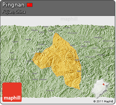 Savanna Style 3D Map of Pingnan