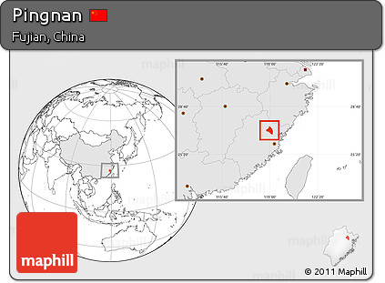 Blank Location Map of Pingnan, highlighted country