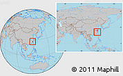 Gray Location Map of Pingnan, within the entire country