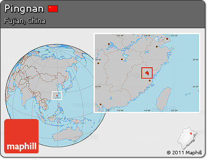 Gray Location Map of Pingnan
