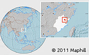Gray Location Map of Pingnan, highlighted parent region, hill shading