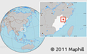 Gray Location Map of Pingnan, highlighted parent region