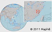 Gray Location Map of Pingnan, hill shading