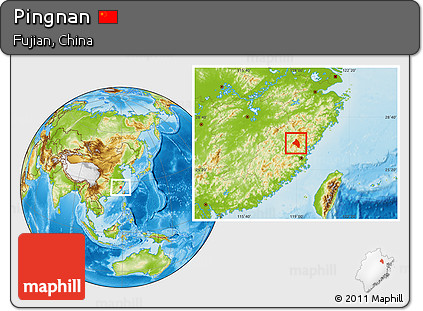 Physical Location Map of Pingnan