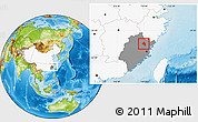 Physical Location Map of Pingnan, highlighted country, highlighted parent region