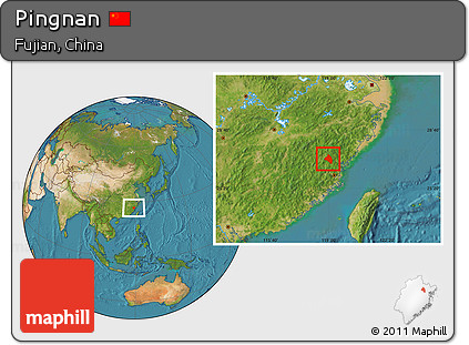 Satellite Location Map of Pingnan