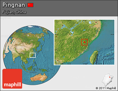 Satellite Location Map of Pingnan
