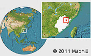 Satellite Location Map of Pingnan, highlighted parent region