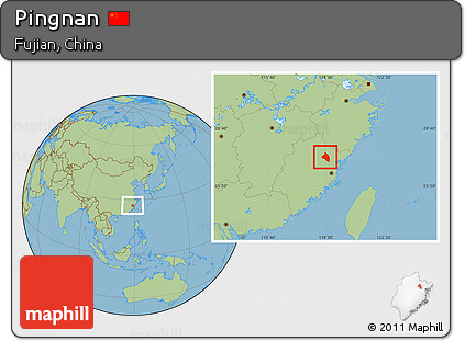 Savanna Style Location Map of Pingnan