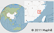 Savanna Style Location Map of Pingnan, highlighted country, hill shading