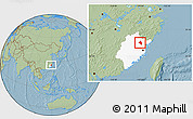 Savanna Style Location Map of Pingnan, highlighted parent region, hill shading