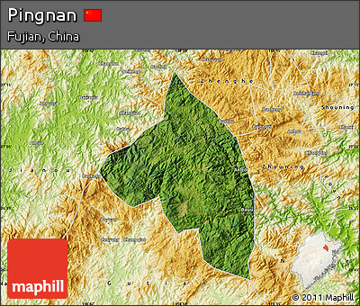 Satellite Map of Pingnan, physical outside