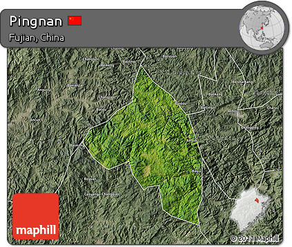 Satellite Map of Pingnan, semi-desaturated