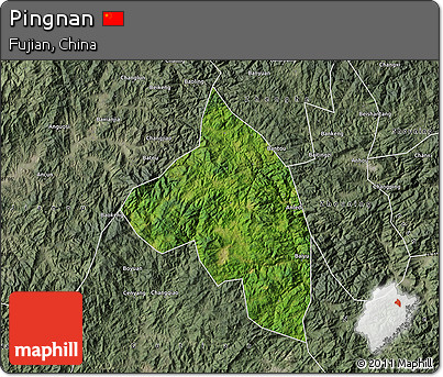 Satellite Map of Pingnan, semi-desaturated