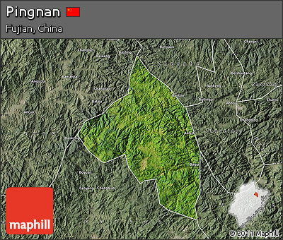 Satellite Map of Pingnan, semi-desaturated