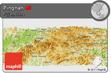 Physical Panoramic Map of Pingnan