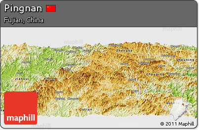 Physical Panoramic Map of Pingnan