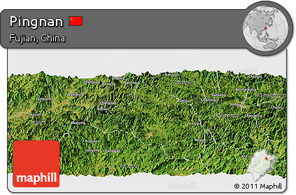 Satellite Panoramic Map of Pingnan