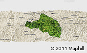 Satellite Panoramic Map of Pingnan, shaded relief outside