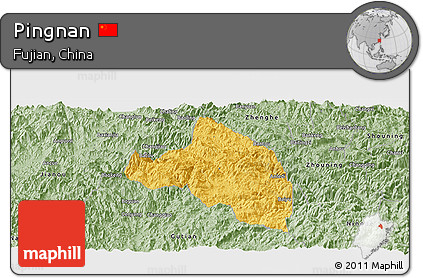 Savanna Style Panoramic Map of Pingnan