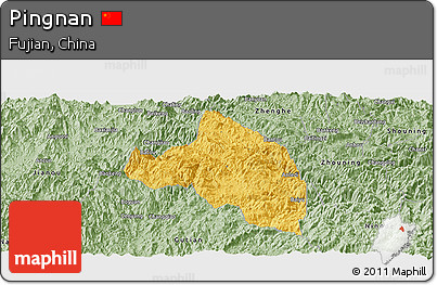 Savanna Style Panoramic Map of Pingnan