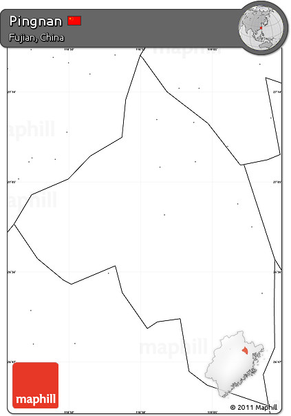 Blank Simple Map of Pingnan, no labels