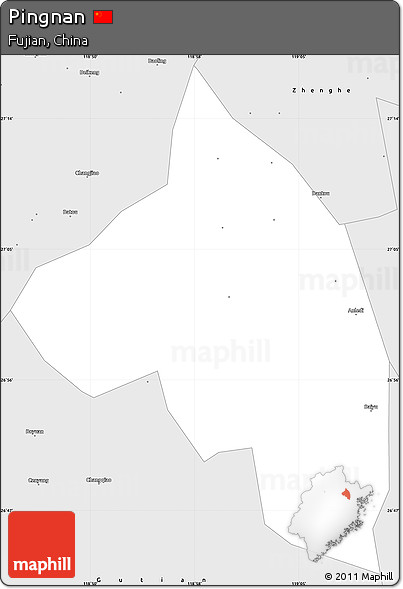 Silver Style Simple Map of Pingnan