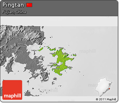 Physical 3D Map of Pingtan, desaturated