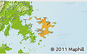 Political 3D Map of Pingtan, physical outside