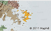 Political 3D Map of Pingtan, semi-desaturated