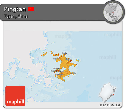 Political 3D Map of Pingtan, single color outside