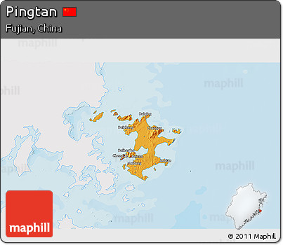 Political 3D Map of Pingtan, single color outside