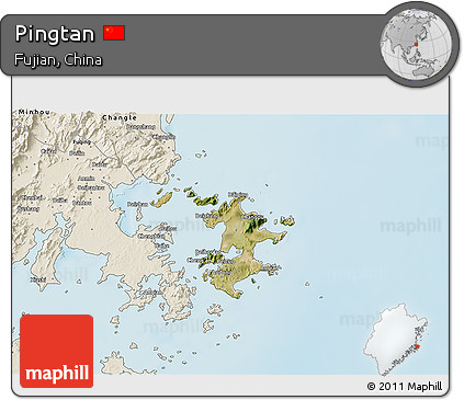 Satellite 3D Map of Pingtan, shaded relief outside