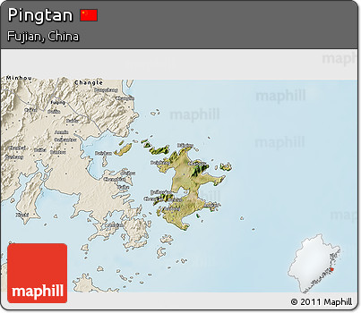 Satellite 3D Map of Pingtan, shaded relief outside