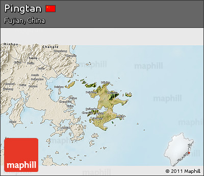 Satellite 3D Map of Pingtan, shaded relief outside