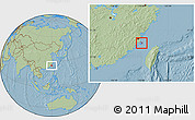 Savanna Style Location Map of Pingtan, hill shading