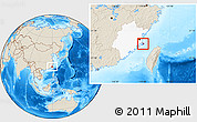 Shaded Relief Location Map of Pingtan, highlighted parent region