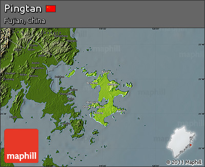 Physical Map of Pingtan, darken
