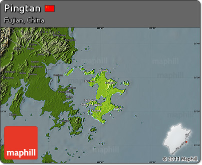 Physical Map of Pingtan, darken