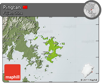 Physical Map of Pingtan, semi-desaturated