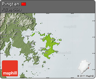 Physical Map of Pingtan, semi-desaturated
