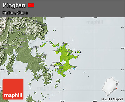 Physical Map of Pingtan, semi-desaturated