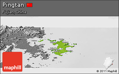 Physical Panoramic Map of Pingtan, desaturated