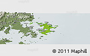 Physical Panoramic Map of Pingtan, semi-desaturated