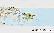 Satellite Panoramic Map of Pingtan, shaded relief outside