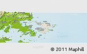 Shaded Relief Panoramic Map of Pingtan, physical outside