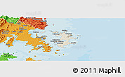 Shaded Relief Panoramic Map of Pingtan, political outside