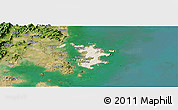 Shaded Relief Panoramic Map of Pingtan, satellite outside