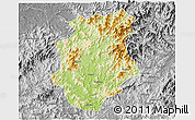 Physical 3D Map of Pucheng, desaturated